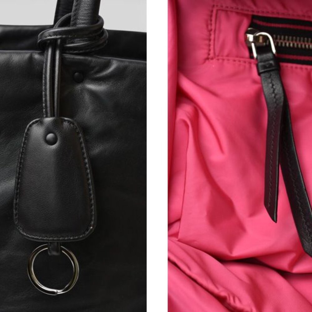 Prada Tote Logo Leather Black Pink - Picture 3 of 13